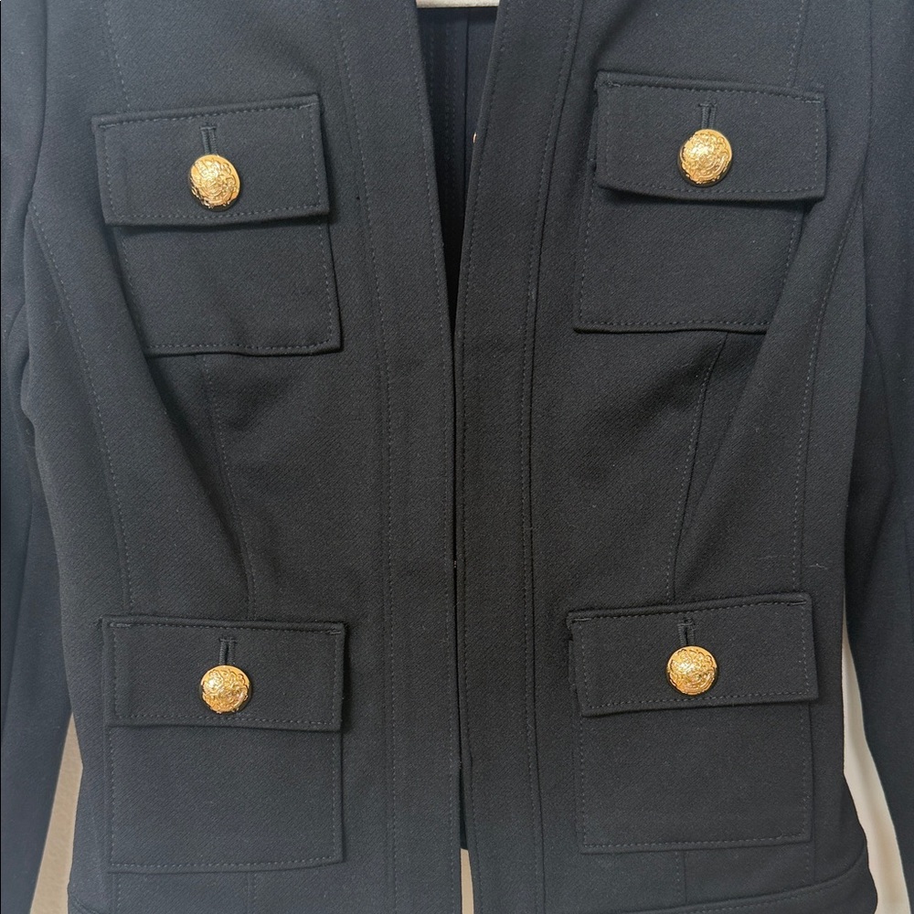 White House Black Market Black Jacket with Gold Buttons - Picture 3 of 5